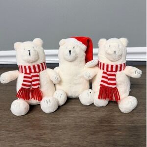 Giggle Scape Target Polar Bear Plush Set of 3 Red White Holiday Decor